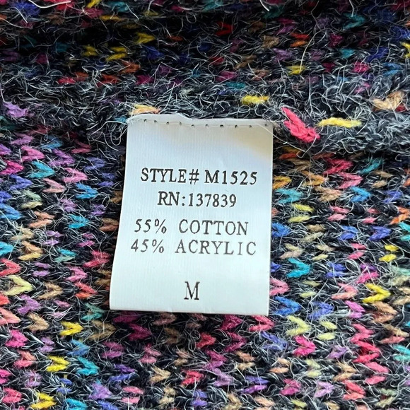 Dreamers Womens Open Front Cardigan Size M Patchwork Fringe Trim Boho Artsy Boho - Picture 7 of 10